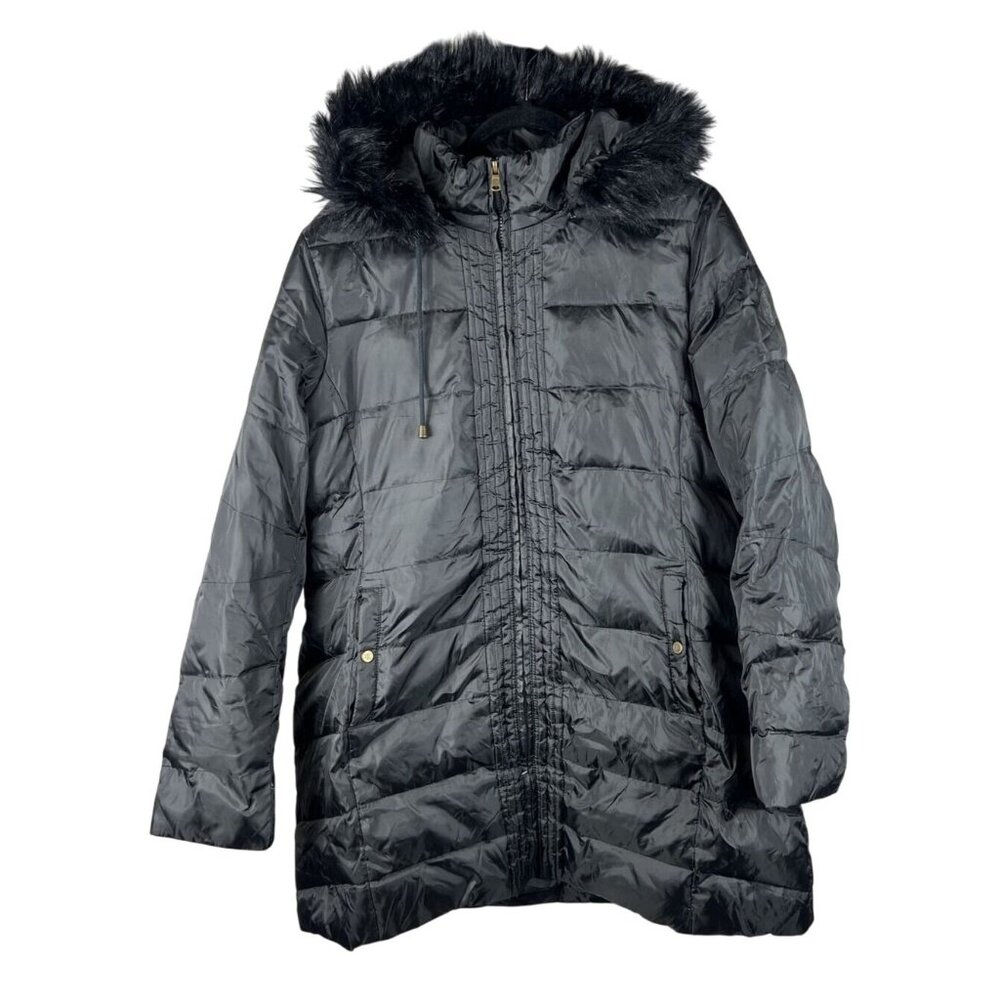Lauren Ralph Lauren Black Puffer Coat Faux Fur Hood  Down Fill 2X
